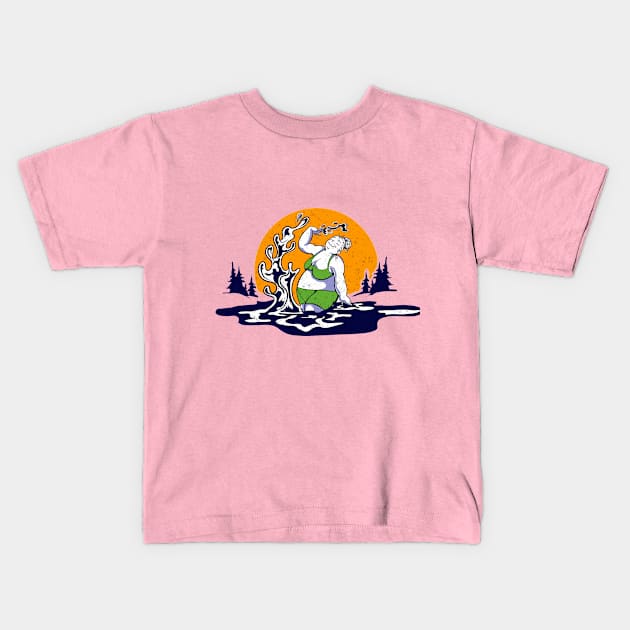 Plus size bathing lady Kids T-Shirt by Deduder.store